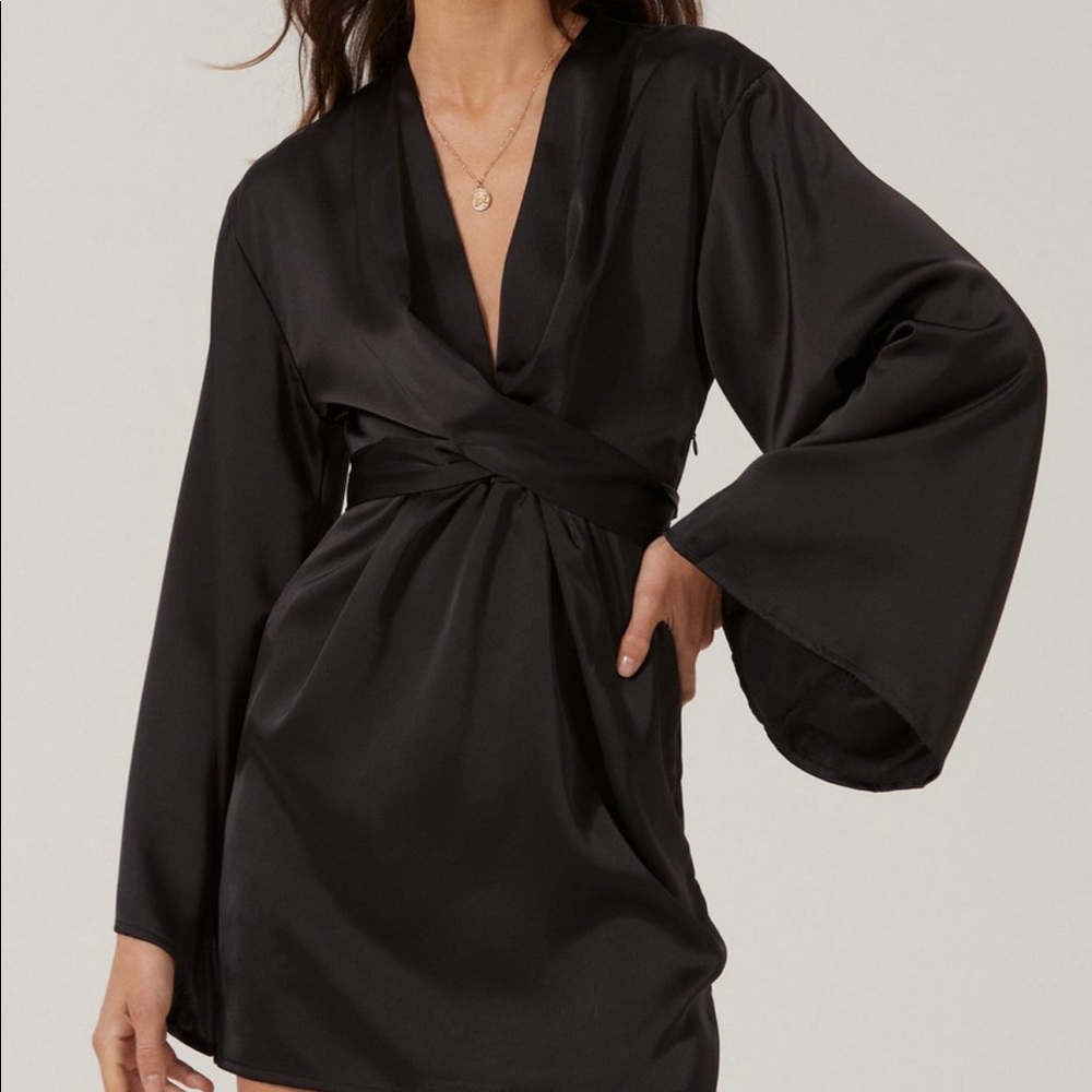 Black silk mini dress